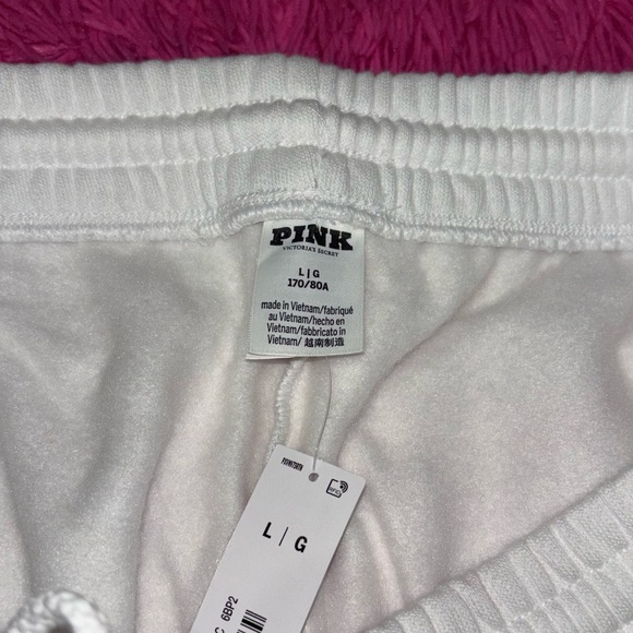 PINK Relaxed-Fit White Fleece Shorts Women Size Large - Picture 4 of 9